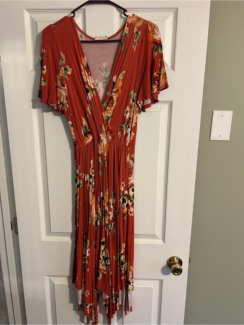 Altar'd State Rust Floral Midi Dress